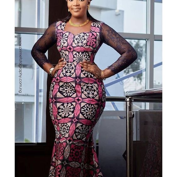 Ankara And Lace Combination Long Gown. - Gist94