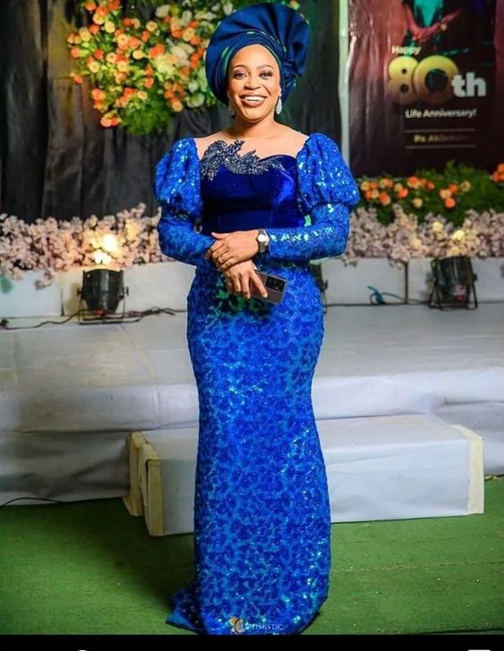 Blue Lace Gown Styles For Ladies - Gist94