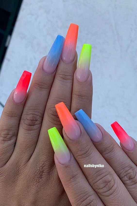 Neon Ombre Nails