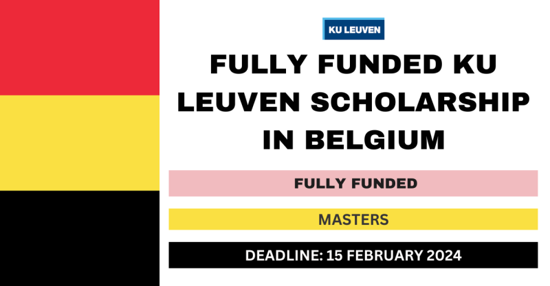 International Masters Scholarships at Ku Leuven, Belgium, 2024–25